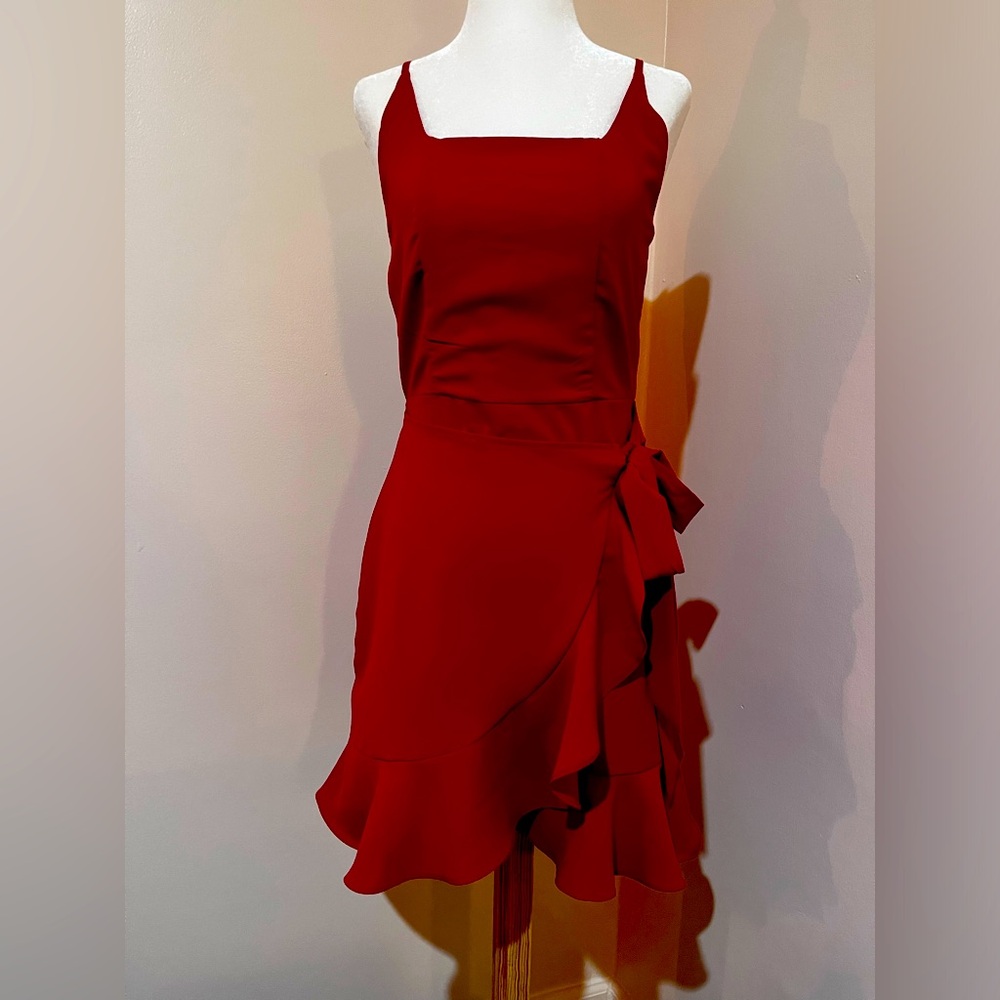 Red Cocktail Wrap Dress